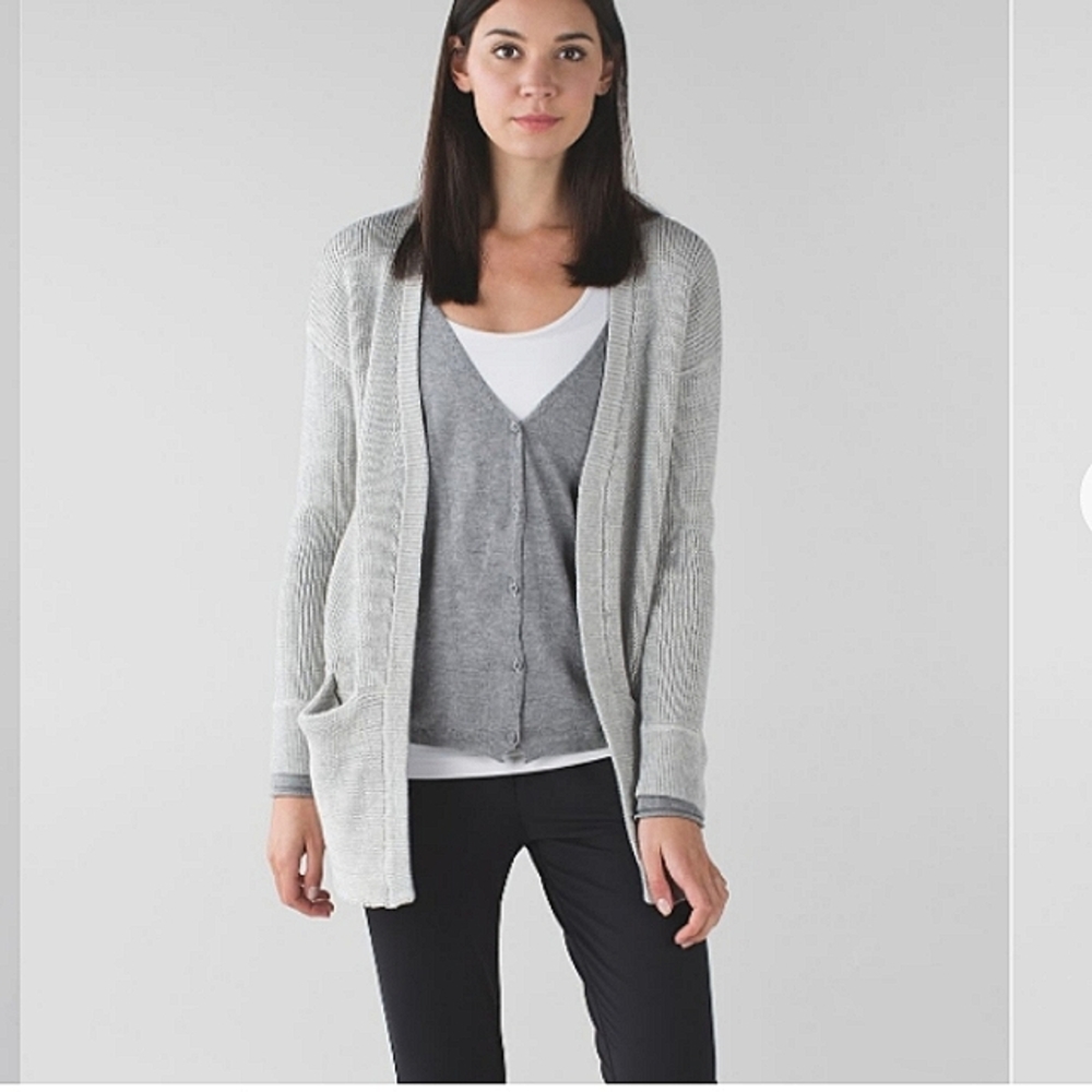 Lululemon Vestigan Heathered Grey Heathered Angel Wing Cashmere Blend Cardigan